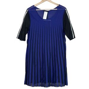 Marina Rinaldi Urania Sheer Knit Tunic Top Size M Blue Side Slits Minimalist